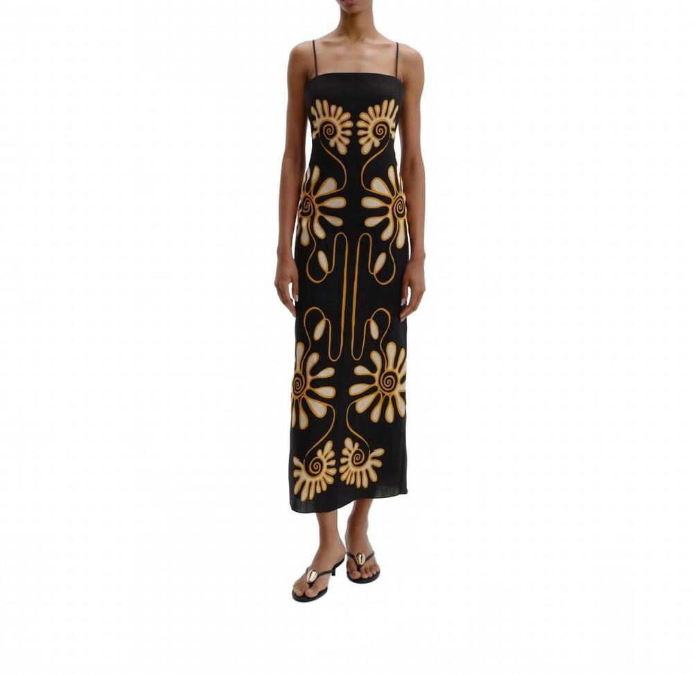 NEW CALA DE LA CRUZ samantha midi dress in namurbw